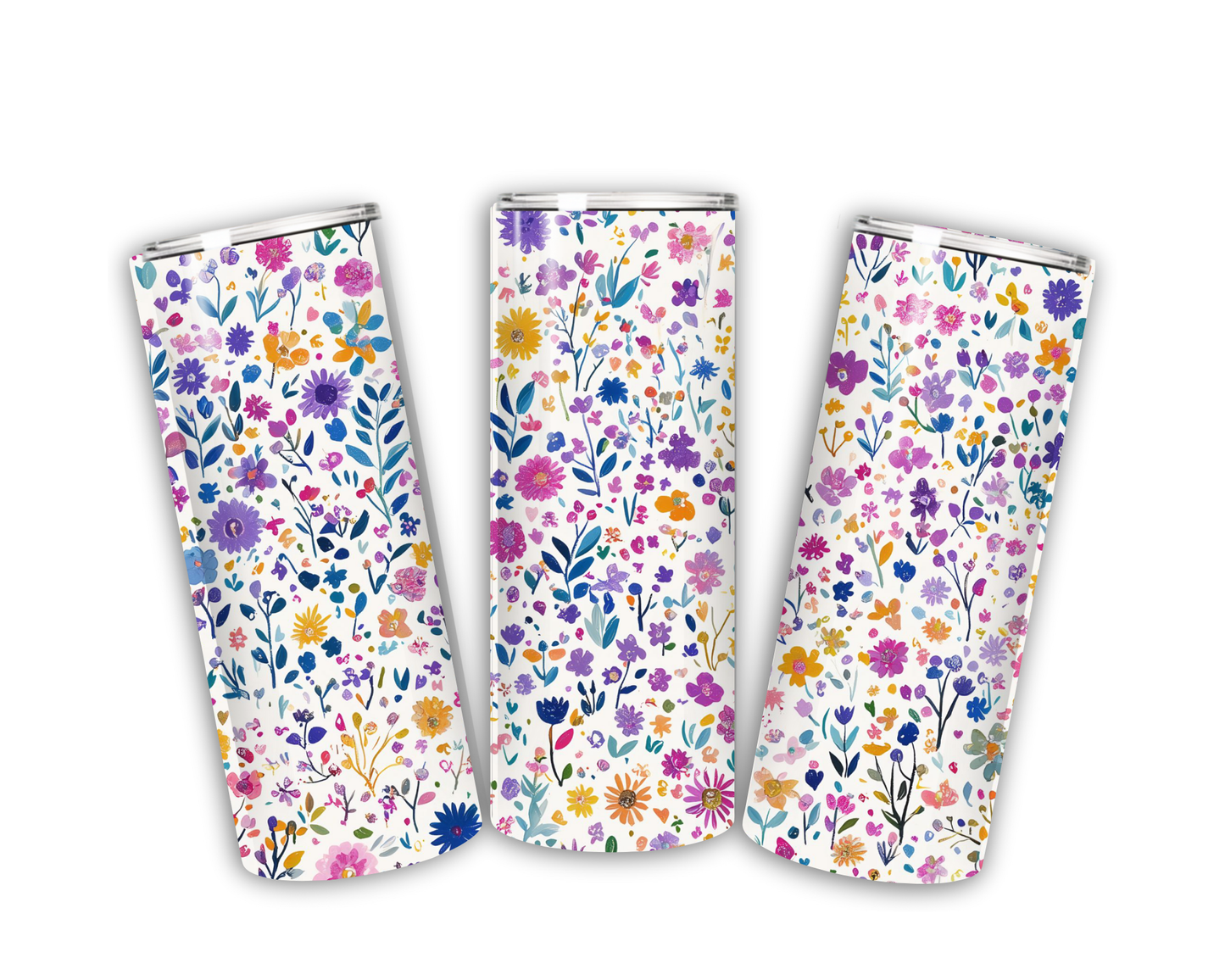 20oz Skinny Stainless Steel Tumbler - Floral, Flower, Flowers - Made to Order!