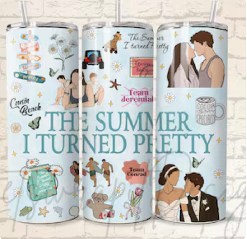 20oz Skinny Stainless Steel Tumbler - The Summer I Turned Pretty - Made to Order!