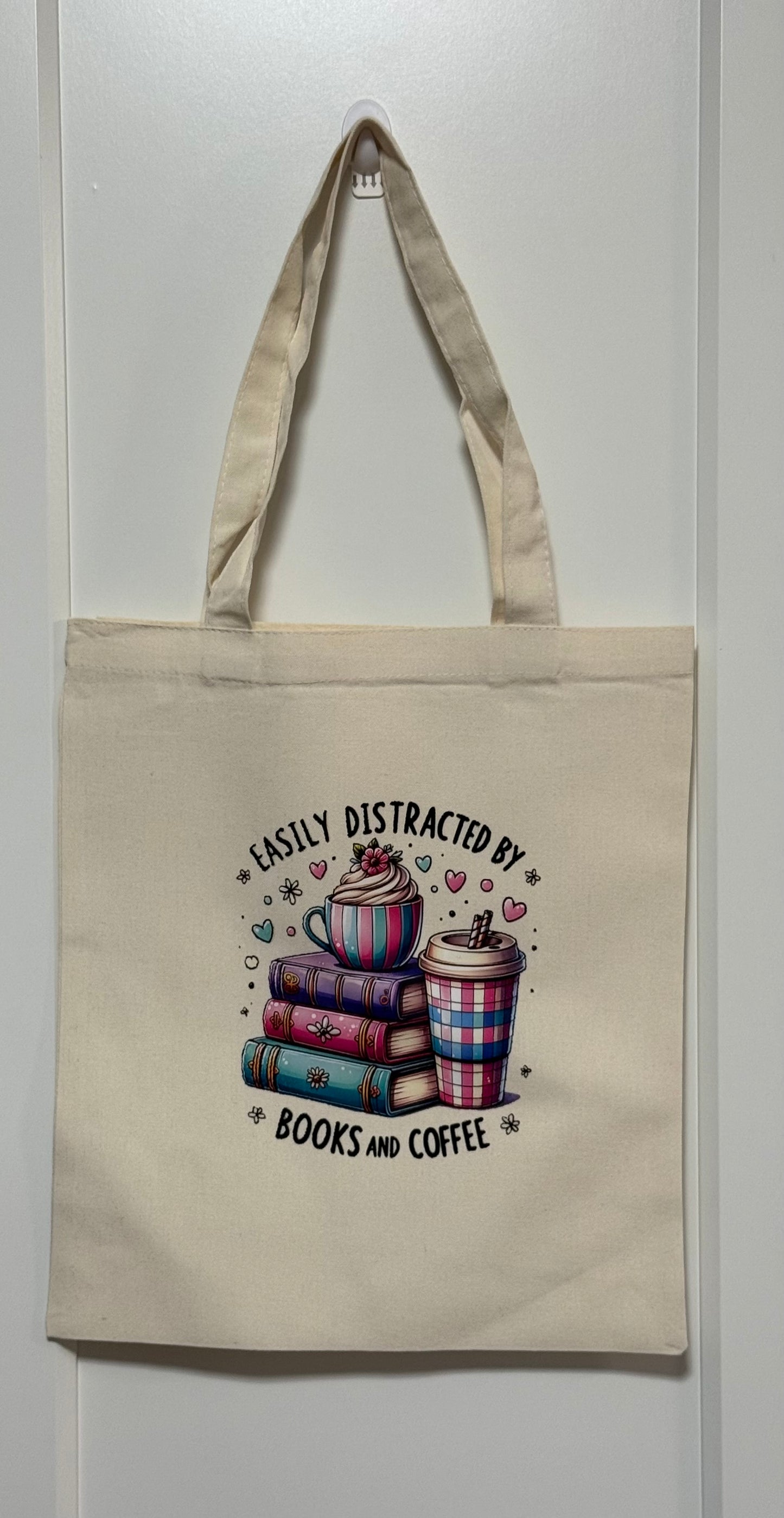 Tote Bag - Easily Distracted by Books and Coffee