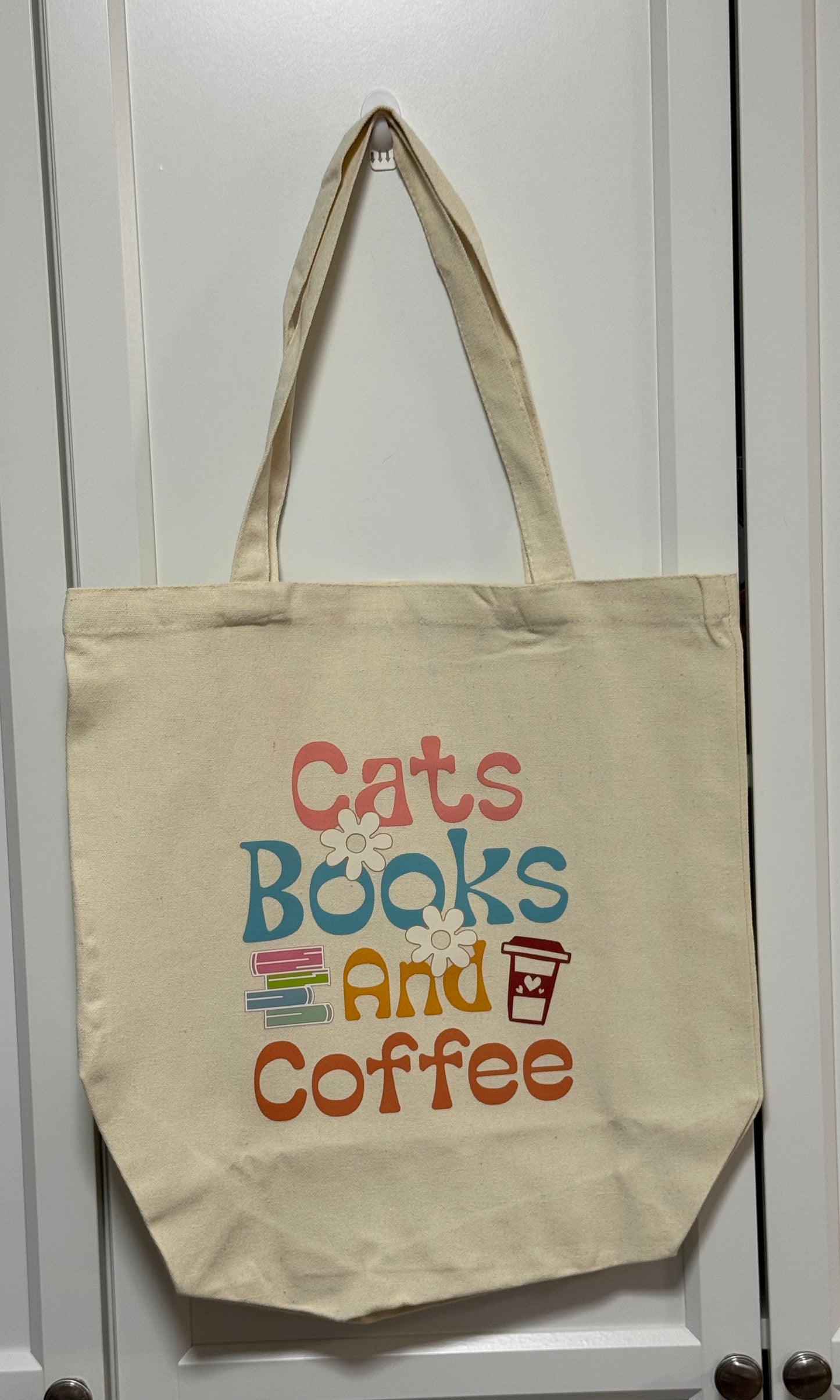 Deluxe Tote Bag - Cats, Books and Coffee