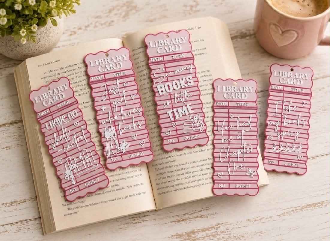Cute Phrases Library Card Style Bookmark
