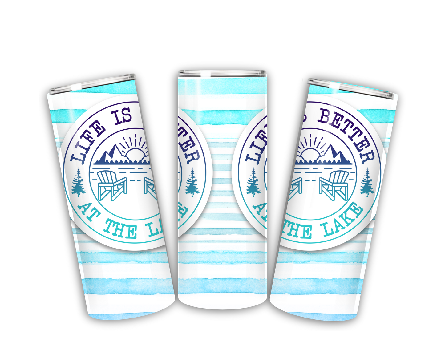 20oz Skinny Stainless Steel Tumbler - Life is Better at the Lake - Made to Order!