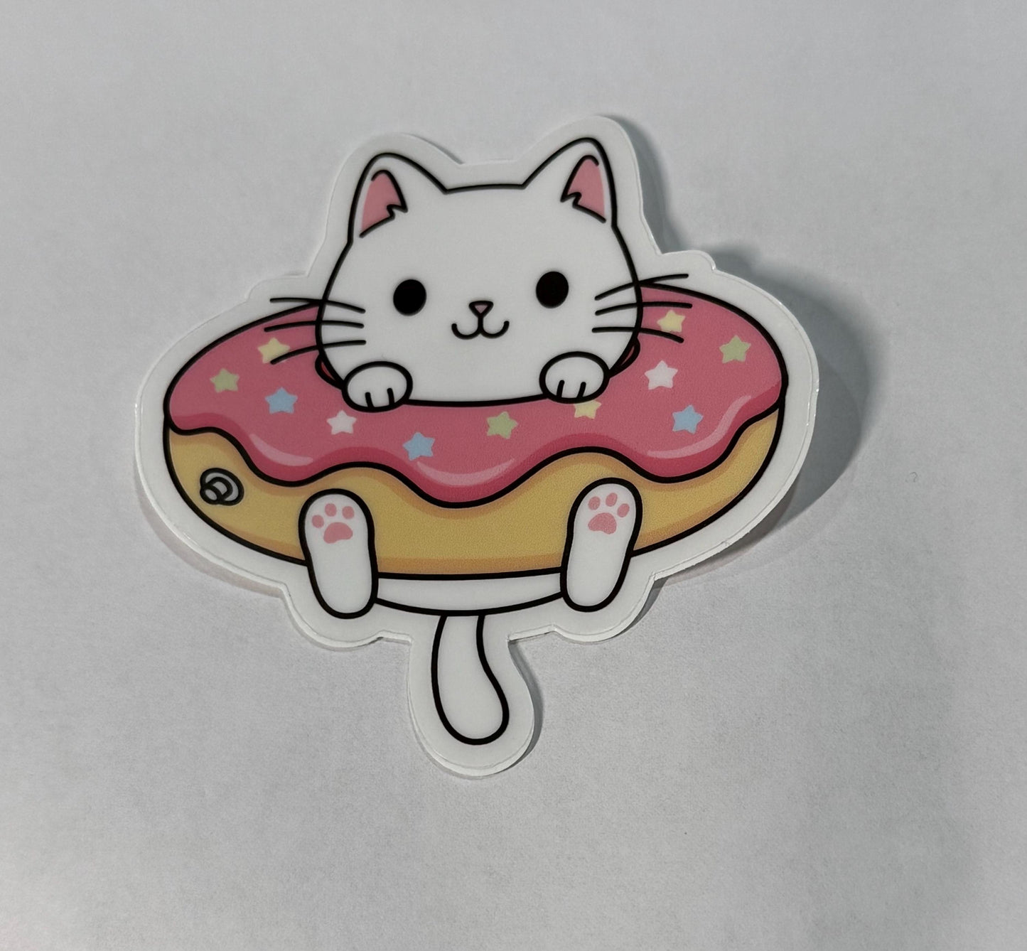 Sticker - Cat in Innertube Donut, Cat, Donut