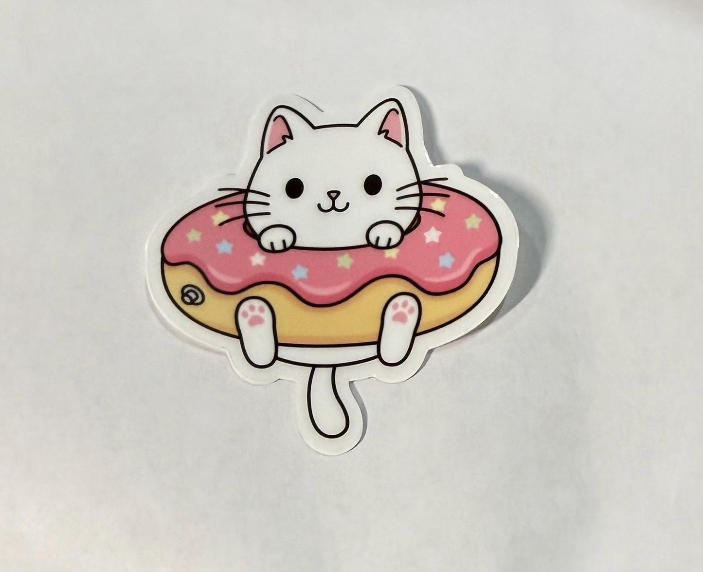 Sticker - Cat in Innertube Donut, Cat, Donut