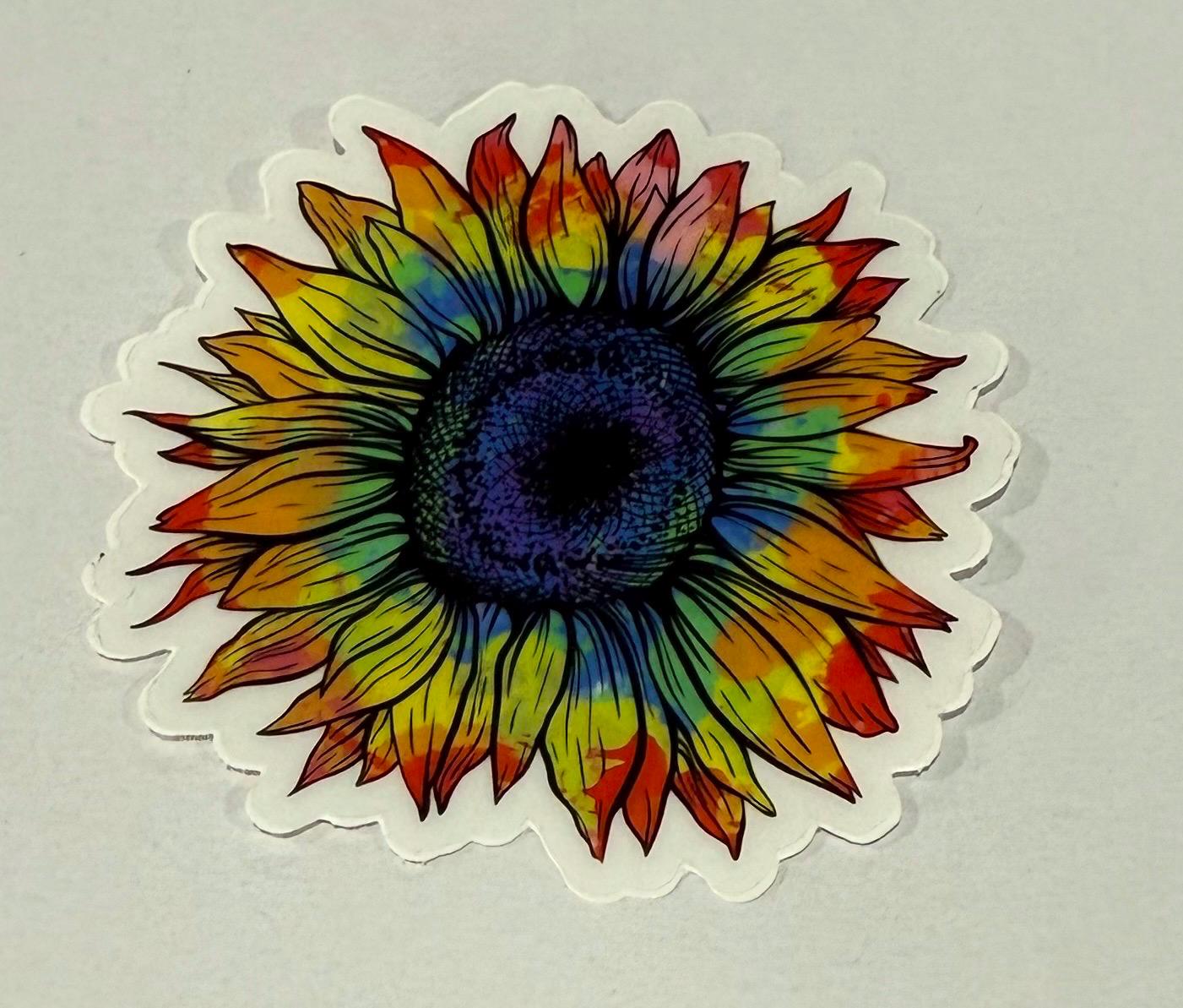 Sticker - Tie Dye, Rainbow, Sunflower