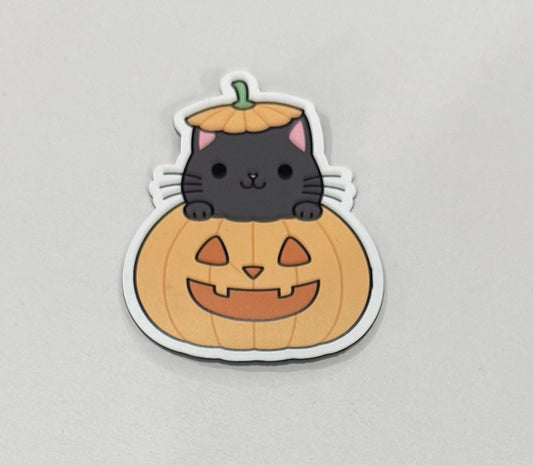 Magnet - Cat, Pumpkin, Jack o Lantern, Halloween, Spooky