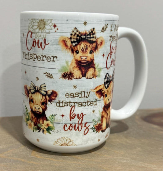 15oz Ceramic Mug - Highland Cows - Made to Order!