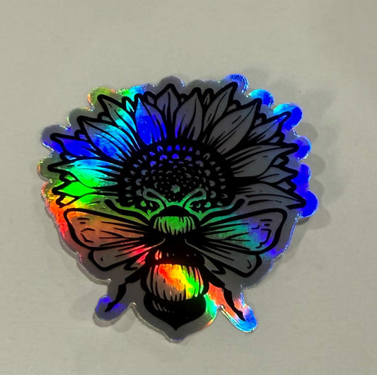 Sticker - Bee, Honey Bee, Sunflower