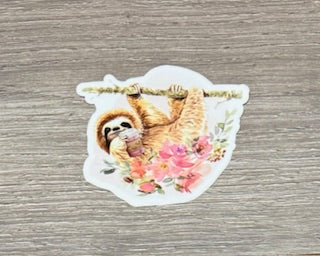 Sticker - Large Hanging Sloth Coffee Floral