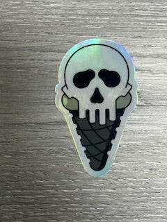 Sticker - Foil Skull Ice Cream Cone