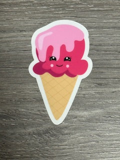 Sticker - Ice Cream Cone  - Strawberry Ice Cream - Pink