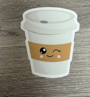 Sticker - Winking Take Out Coffee Cup
