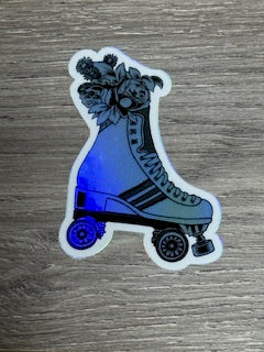Sticker - Foil Roller Skate with Flowers
