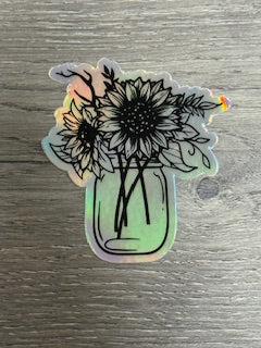 Sticker - Foil Sunflowers in Jar