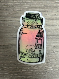 Sticker - Foil Treasure in a Bottle Lighthouse