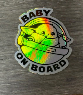 Sticker - Foil - Baby on Board - Baby Yoda