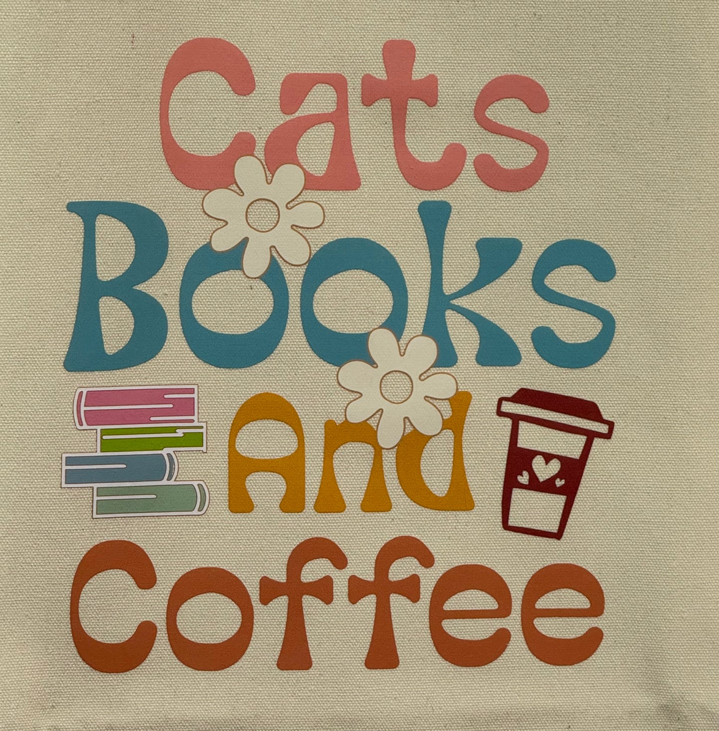 Deluxe Tote Bag - Cats, Books and Coffee