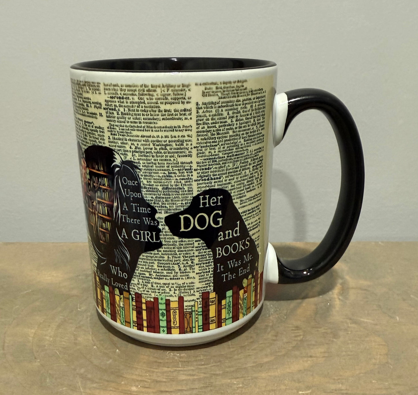 15oz Ceramic Mug - A Girl, Her Dog and Books - Made to Order!