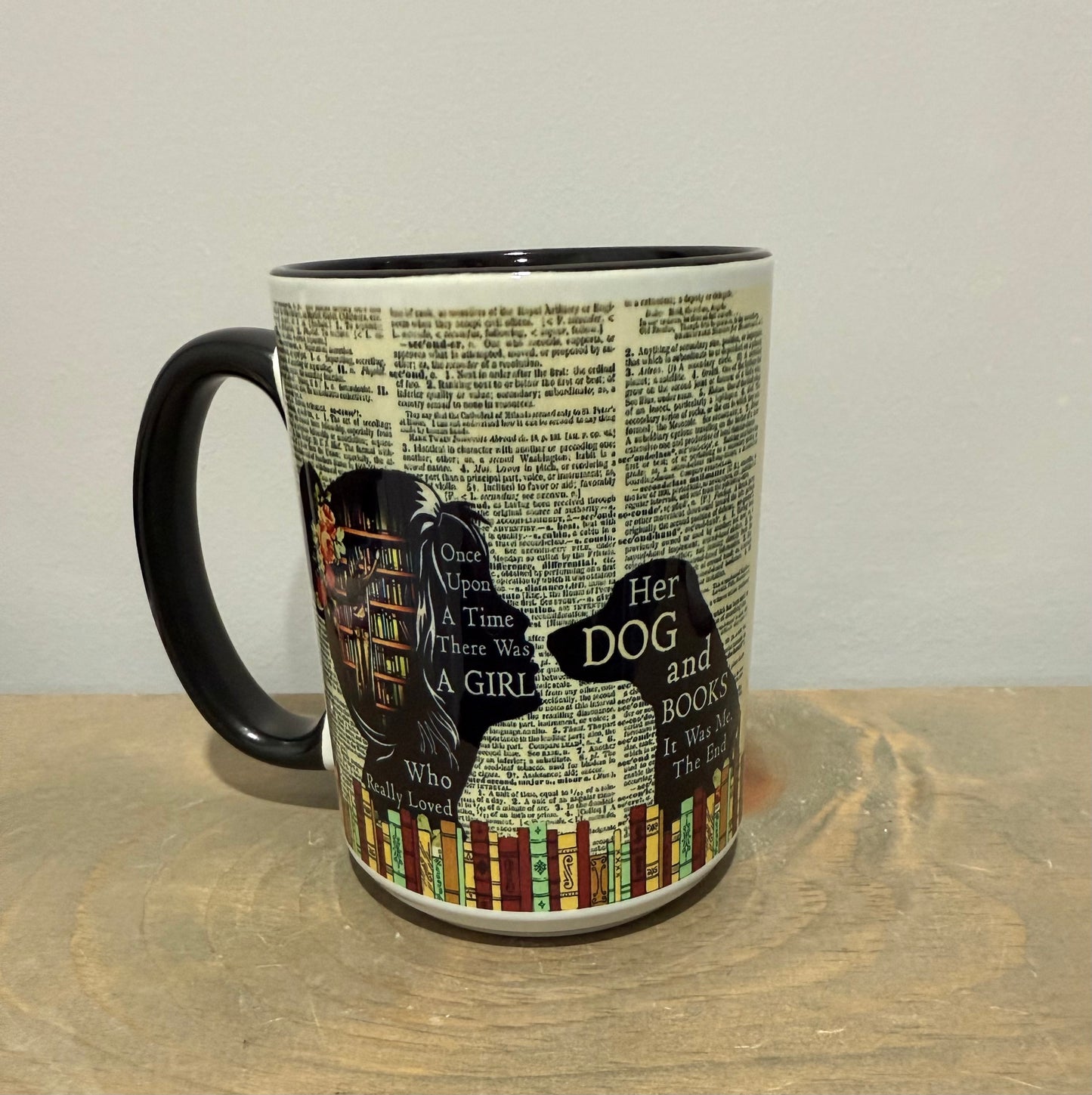 15oz Ceramic Mug - A Girl, Her Dog and Books - Made to Order!