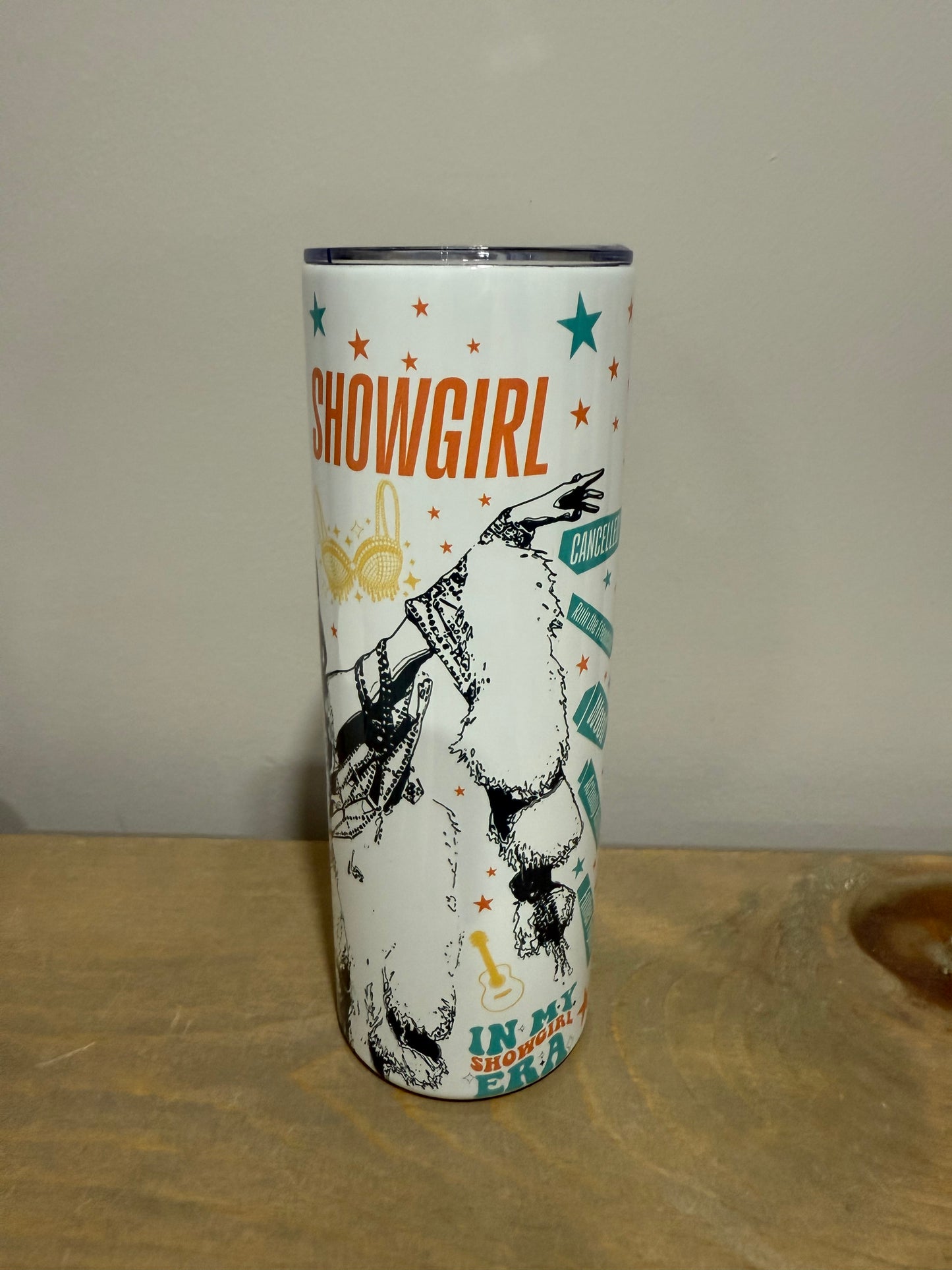 20oz Skinny Stainless Steel Tumbler - Taylor Life of a Showgirl - Made to Order!