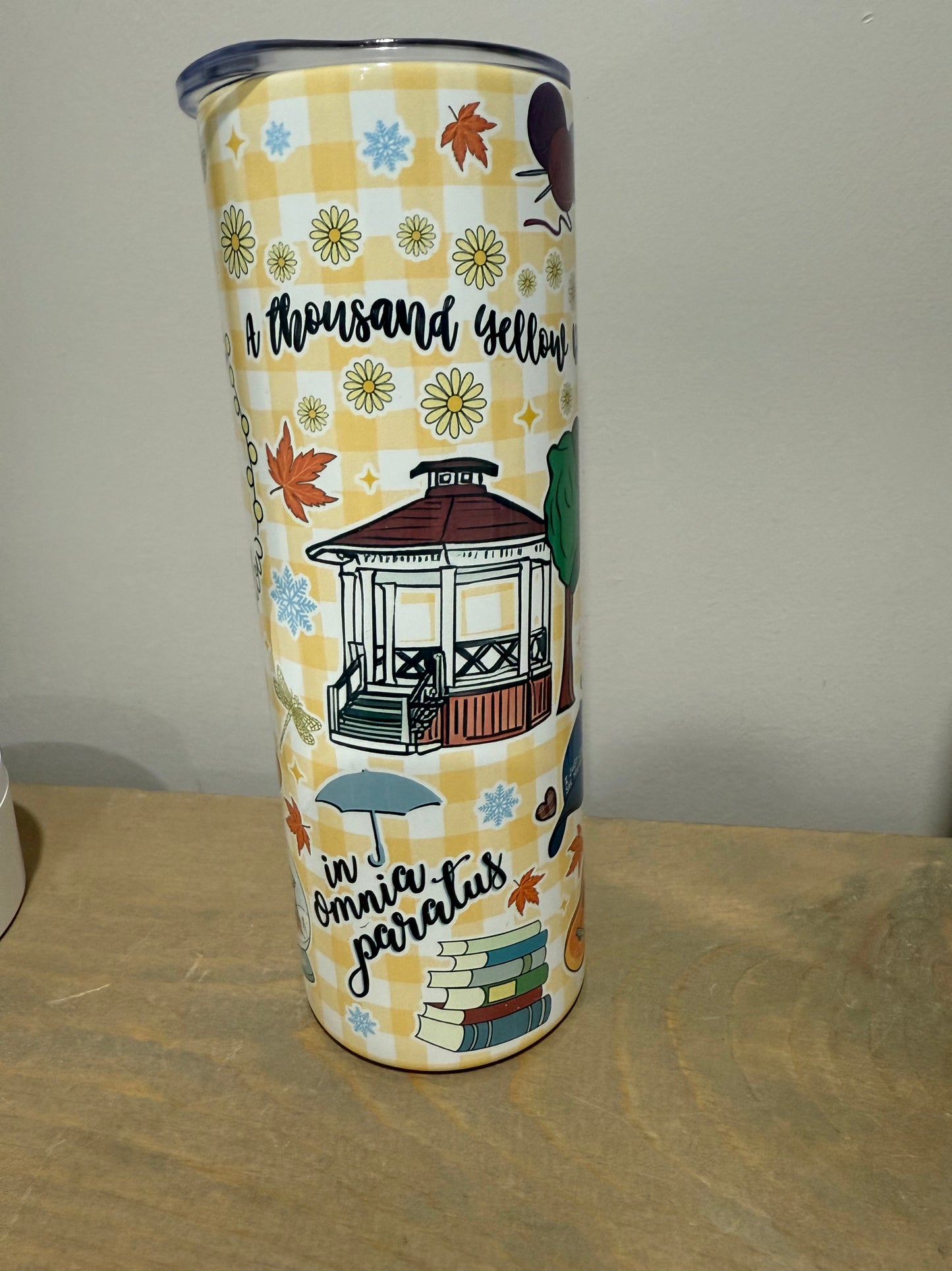 20oz Skinny Stainless Steel Tumbler - Gilmore Girls Gingham - Made to Order!