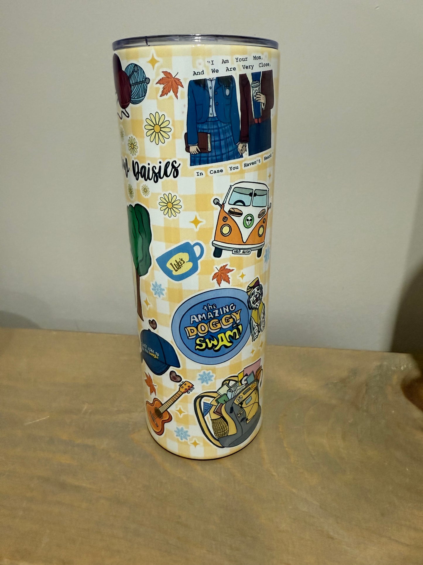 20oz Skinny Stainless Steel Tumbler - Gilmore Girls Gingham - Made to Order!