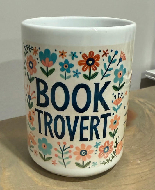 15oz Ceramic Mug - Booktrovert - Made to Order!