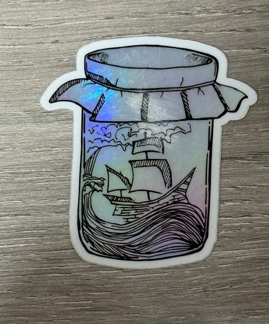 Sticker - Foil Treasure Bottle Ship